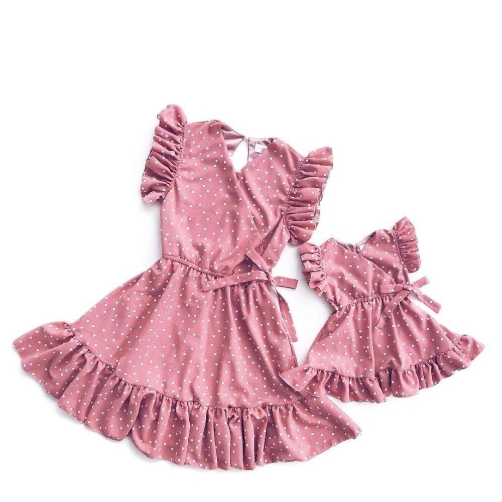 Little Mia Bella | Pink Polka Dot |  Mommy and Me Matching Dresses | XL & 3T